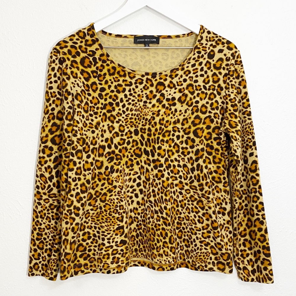 Jones New York Leopard Long Sleeve T-shirt
